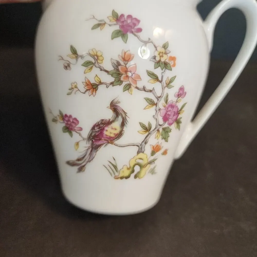 Vtg KAHLA Germany~Bird Of Paradise~ Creamer, Scalloped Edge, Gold Trim 4oz